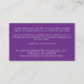 NahrungsAllergie Warnhinweis Personalisierter Koch Visitenkarte (Rückseite)