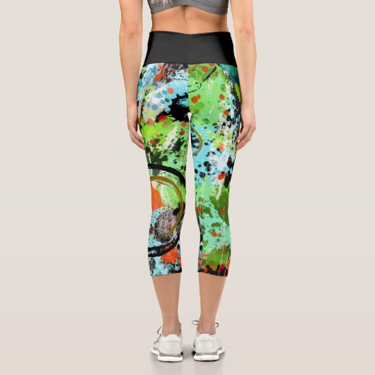 Nahrungsbekämpfung Graffiti Abstrakt Capri Leggings (Rückseite)