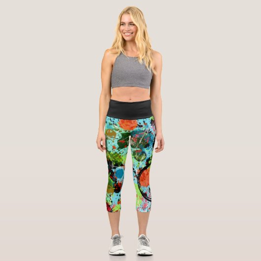 Nahrungsbekämpfung Graffiti Abstrakt Capri Leggings (Vorderseite)
