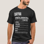 Nahrungsfakte von Dayna für Größenkalorien T-Shirt (Vorderseite)
