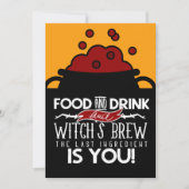 Nahrungsgetränk und Hexenbrauen-Halloween-Party Einladung (Vorderseite)