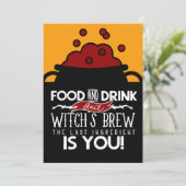 Nahrungsgetränk und Hexenbrauen-Halloween-Party Einladung (Stehend Vorderseite)