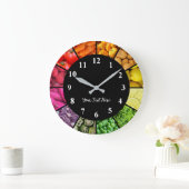 Nahrungsmittel-Regenbogenuhr - buntes Obst und Gem Große Wanduhr (Zuhause)