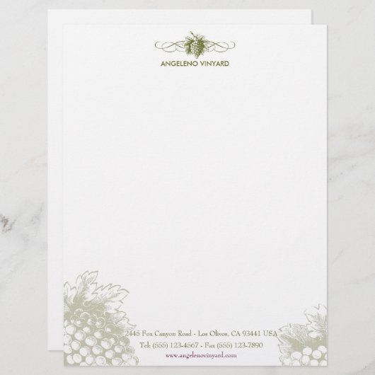 Nahrungsmittel- u. Getränkmeisterstück. Trauben Briefkopf (Vorne/Hinten)