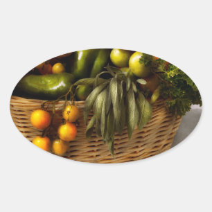 Nahrungsmittel - Veggie - Hinweise zur Körperhaltu Ovaler Aufkleber