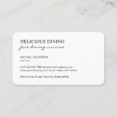 Nahrungsmittel Visitenkarte (Rückseite)