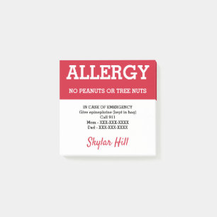 Nahrungsmittelallergie-Alarm Persönlicher Notfallk Post-it Klebezettel