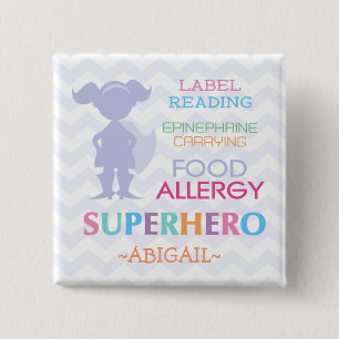 Nahrungsmittelallergie-Alarm Superheldin Button