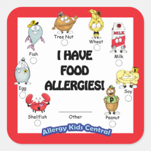 Nahrungsmittelallergie-Aufkleber Quadratischer Aufkleber