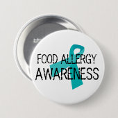 Nahrungsmittelallergie-Bewusstseins-aquamarines Button (Vorne & Hinten)