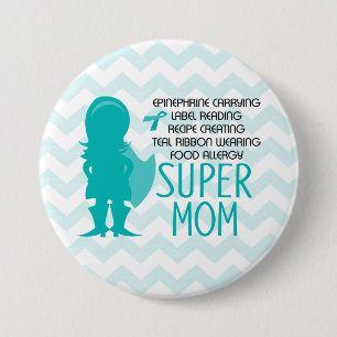 Nahrungsmittelallergie Super-Mom-Silhouette Türkis Button