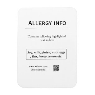 Nahrungsmittelallergie-Warnung Name Text Lebensmit Magnet