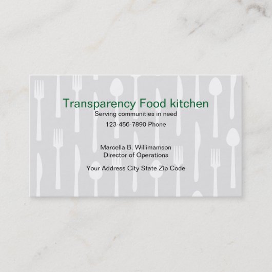 Nahrungsmittelküchen-Visitenkarten Visitenkarte (Vorderseite)