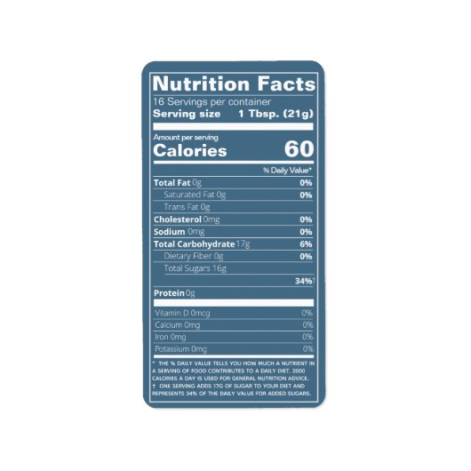 Nährwertangaben Aquamarine Honey-Lebensmitteletike Adressaufkleber (Vorne)