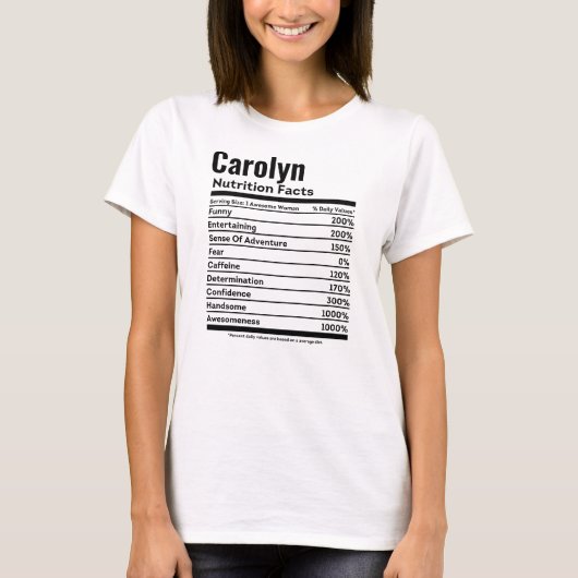 Nährwertdaten Funny Personalisiert Name Carolyn T-Shirt (Vorderseite)