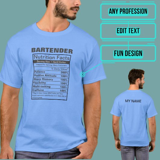 Nährwertkennzeichnung eines jeden Hard Worker T-Shirt