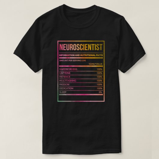 Nährwertkennzeichnung Neurowissenschaftler T-Shirt (Design vorne)