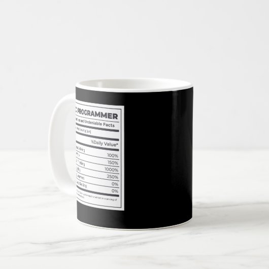 Nährwertübersicht des Programmierers Kaffeetasse (Vorderseite Links)
