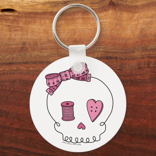 Nähschädel (rosa) schlüsselanhänger (Vorderseite)