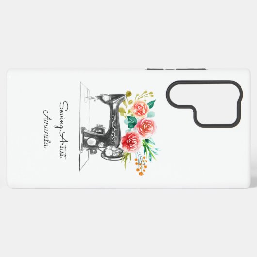 Nähstich Schwarz-weiß Samsung Galaxy Hülle (Rückseite (Horizontal))