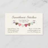 Nähstifte auf rustikalen Burlap & Hearts Visitenkarte (Rückseite)