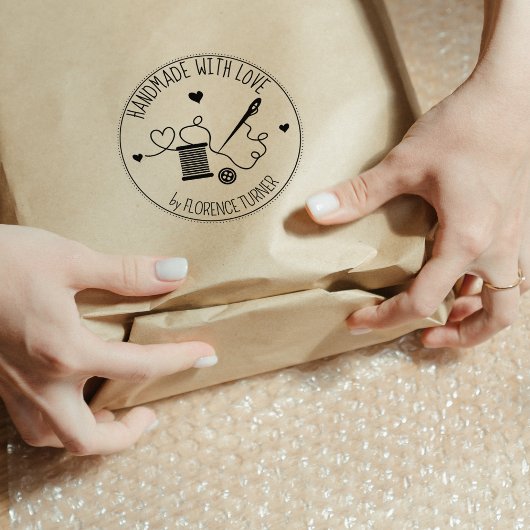 Nähstriche handgefertigt mit Liebe, Gummistempel