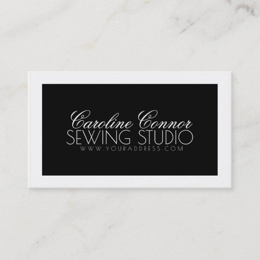 Nähstudio Schwarz-Weiß-Design-Karte Visitenkarte (Vorderseite)