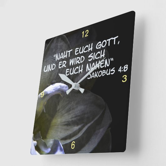 Naht euch Gott.. Quadratische Wanduhr (Winkel)