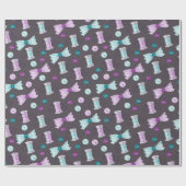 Nähtasten Bows Lila Aquamarines Seamstressmuster Geschenkpapier (Flach)