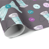 Nähtasten Bows Lila Aquamarines Seamstressmuster Geschenkpapier (Rolleneckpunkt)