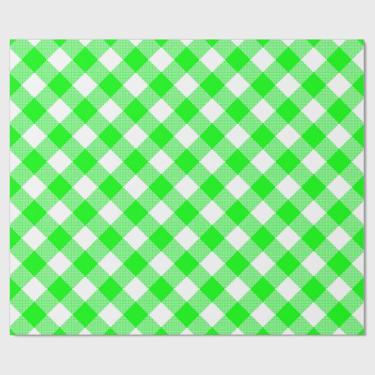 Nähte Match: Green n White Gingham Wrapping Paper Geschenkpapier (Flach)