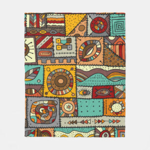 Nähte Stoffe in einem Patchwork-Stil. ethnisch Fleecedecke