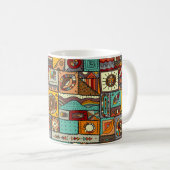 Nähte Stoffe in einem Patchwork-Stil. ethnisch Kaffeetasse (VorderseiteRechts)