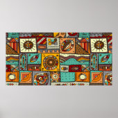 Nähte Stoffe in einem Patchwork-Stil. ethnisch Poster (Vorne)