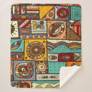 Nähte Stoffe in einem Patchwork-Stil. ethnisch Sherpadecke