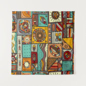 Nähte Stoffe in einem Patchwork-Stil. ethnisch Wandteppich (Vorderseite (Horizontal))