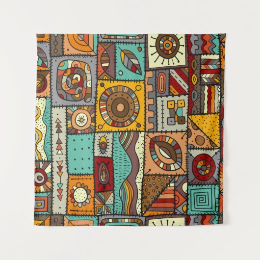 Nähte Stoffe in einem Patchwork-Stil. ethnisch Wandteppich (Vorderseite (Horizontal))