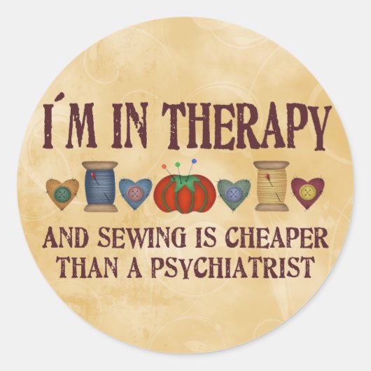 Nähtherapie Runder Aufkleber (Vorderseite)
