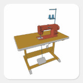 Nähtisch und Nähmaschine Quadratischer Aufkleber (Vorderseite)