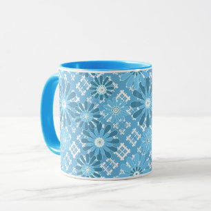 Nahtlos abstrakt moderne karierte karierte Blumenm Tasse