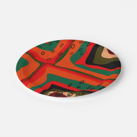 Nahtlos abstrakte Retrofarben Pappteller (Schrägansicht)