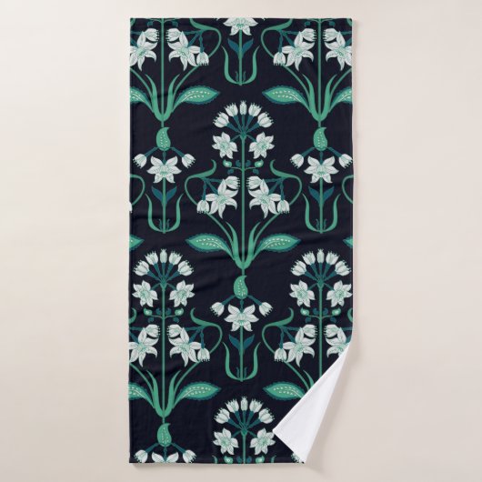 nahtlos abstraktes Jugendstil-Blumenmuster Badehandtuch (Badehandtuch)