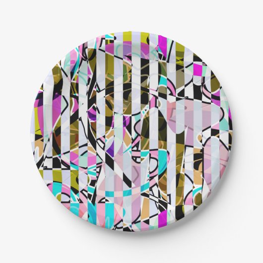 Nahtlos abstraktes, modernes gestreiftes Muster, h Pappteller (Vorderseite)