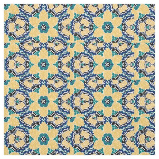 Nahtlos blau, gelb, schwarz, Blume Stoff (Muster)