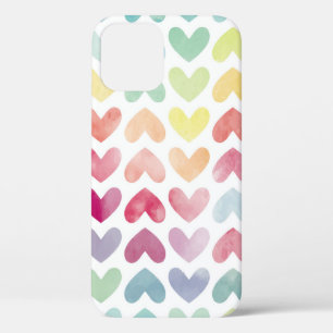 Nahtlos bunt gemaltes Wasserfarben-Herzmuster Case-Mate iPhone Hülle
