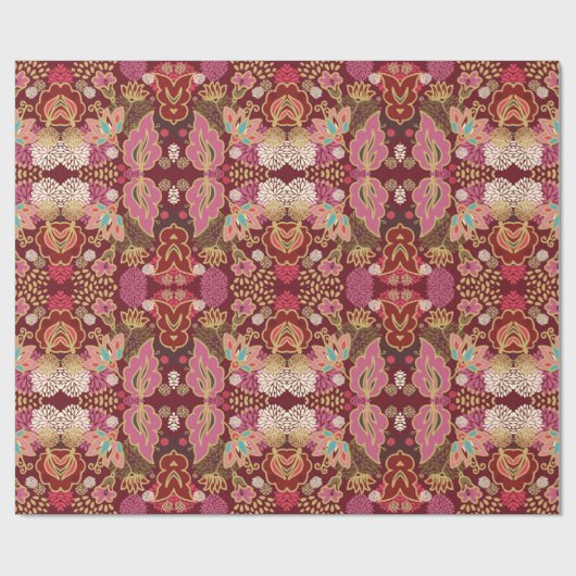 Nahtlos dekoratives, chaotisches Blumenmuster Geschenkpapier (Flach)