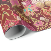 Nahtlos dekoratives, chaotisches Blumenmuster Geschenkpapier (Rolleneckpunkt)