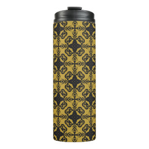 Nahtlos dekoratives Vintages Muster mit elegantem Thermosbecher