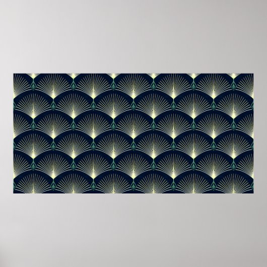 Nahtlos elegantes geometrisches Muster. Blue Art D Poster (Vorne)