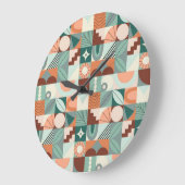 Nahtlos geometrisches, abstraktes Mosaikmuster. Große Wanduhr (Winkel)
